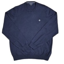 Brooks Brothers 346 Cotton Cashmere Crewneck Sweater L Navy Classic Knit