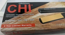 CHI 176041 Ceramic Hair Iron Straightener - Black 1 Inch Curl Flip & Style