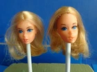 2 VINTAGE MOD LIVE ACTION BARBIE DOLL HEADS ONLY- 1971 MATTEL* VERY PRETTY