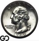 1940 Washington Quarter, Frosty Solid Gem BU++