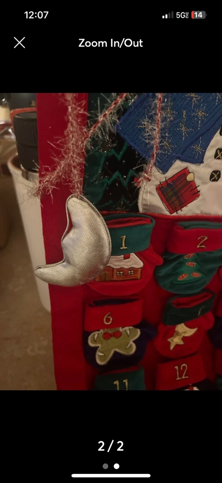 Prima Navidad Adviento Calendario Elegante 24 Días Regalo Bolsillos Niños Vintage Foto 2 de 2