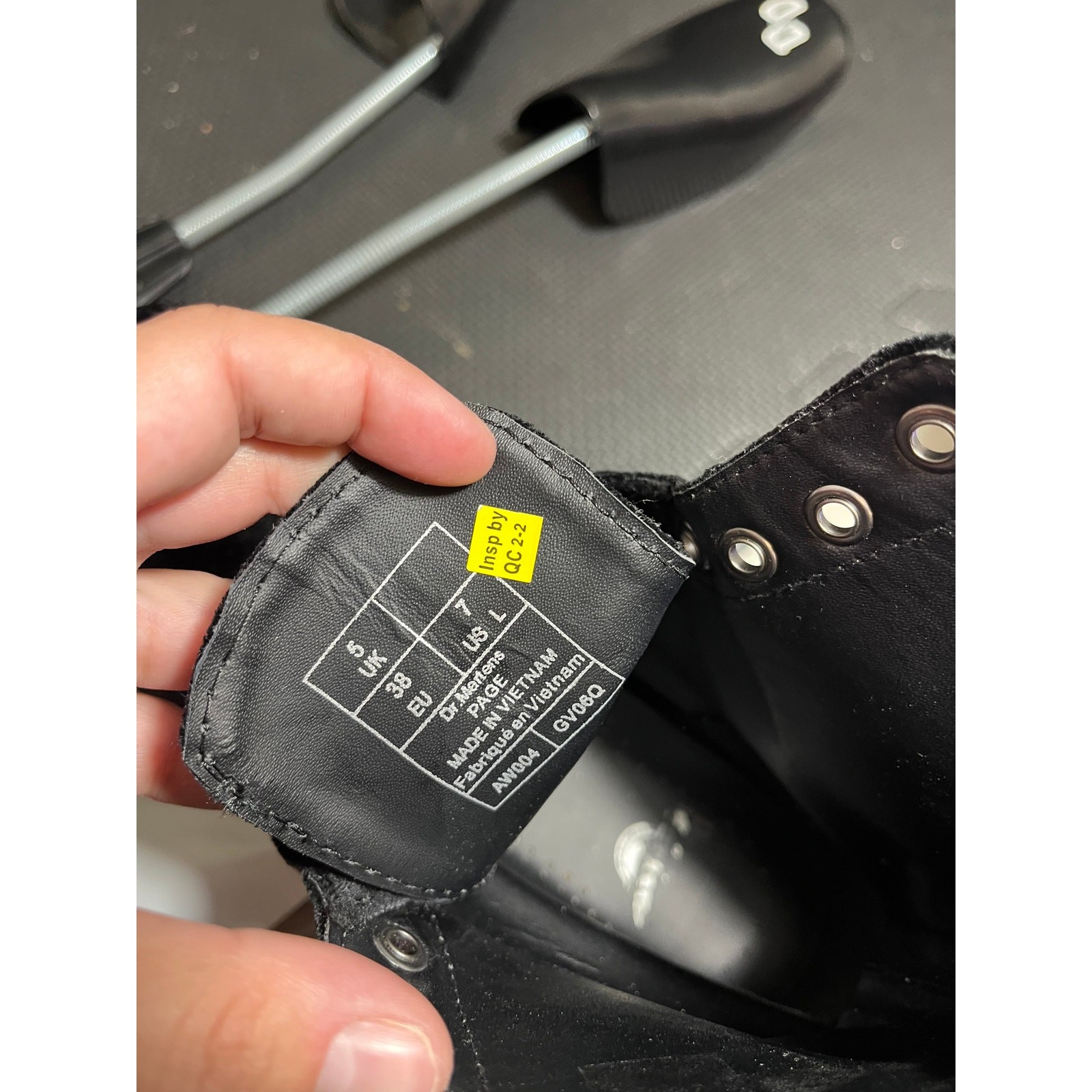 Doc Dr Martens Page Black Velvet Combat Boots Womens Size 7 Grunge Moto Emo thumbnail 9