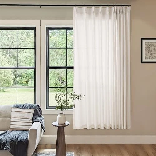 Cortinas de lino plisadas de pellizco 72 pulgadas de largo 72 72" de ancho x 72" de largo (paquete de 1) naturales Foto 2 de 4