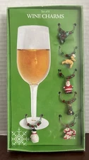 Boston Warehouse Christmas Wine Glass Markers Set (6) Holiday Charms Beads