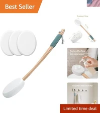 Lotion Applicator for Back, Feet, 4 Replacement Pads with 17" Curved Handle, ...