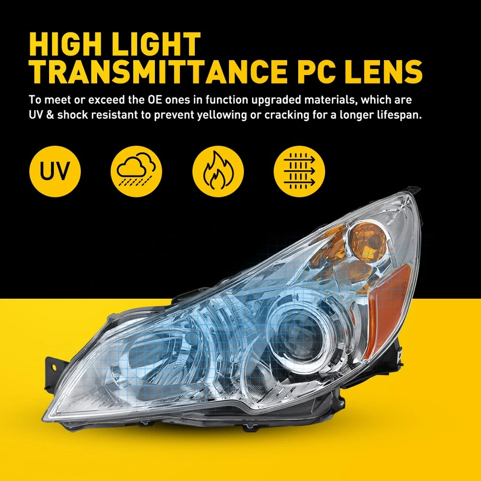 For 2010-14 Subaru Outback Legacy Clear Amber Projector Headlights Lamps Sets H Foto 3 de 4
