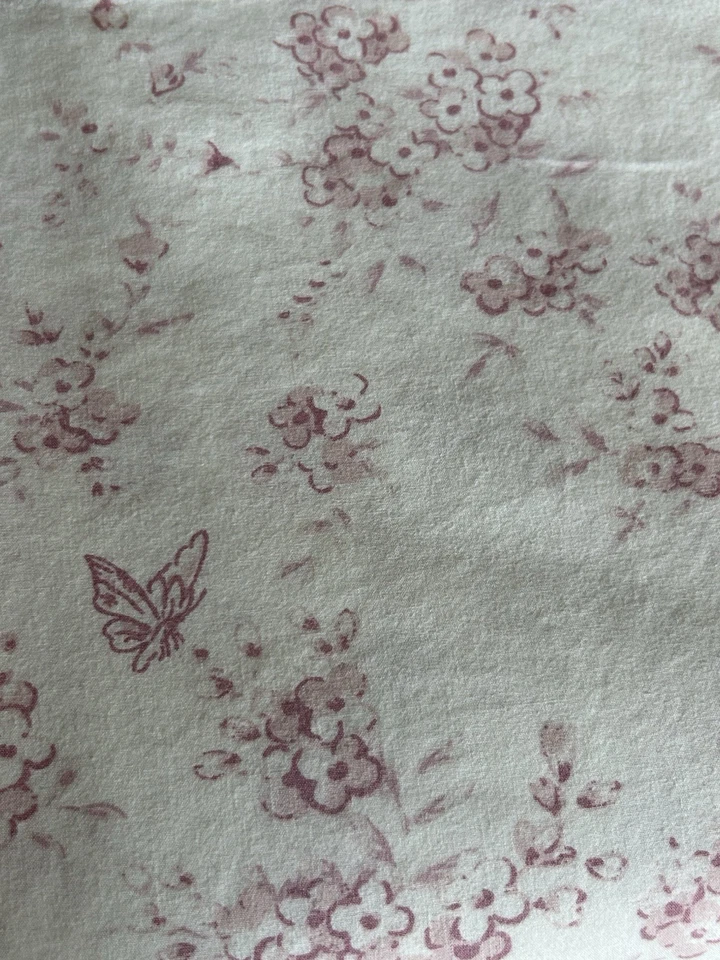 The Farmhouse Rachel Ashwell Sheet Set Pink Floral Butterfly Cotton Shabby KING - Image 2 of 4