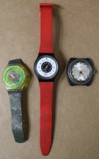 Two Vintage Swatch Watches w/ Bonus, 25mm Chrono Tech, 1984, LB104