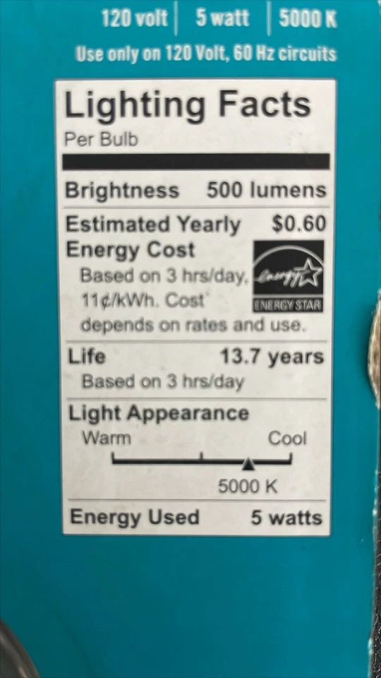 3-Pack EcoSmart 60-Watt LED Daylight B-11 Candelabra Base Bulbs - Image 4 of 4