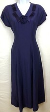 Wild Rose Fit Flare Sleeveless Midi Dress Size 4 Petite Purple Zip Vintage EUC