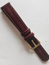 16mm - Brown / Faded Leather Watch Band -  Gold Buckle / Pins Included 