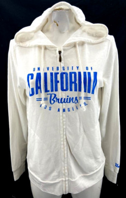 NEW California UCLA Bruins Gear For Sports White Full Zip Hooded Jacket Womens M