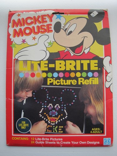 Rare Vintage 1980s Lite Brite Mickey Mouse / Walt Disney Picture Refill Pack