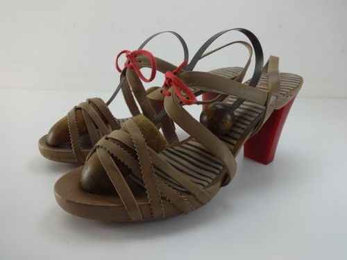 Zapatos Mujer Talla 5 CAMPER Damas Tacones Marrón Rojo Cuero Tirantes Calzado.EU38 - Imagen 5 de 15