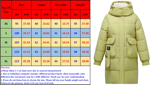 Mujeres Abrigo Cálido Suelto Largo Con Capucha Algodón Invierno Acolchado Parka Informal Prendas de abrigo Talla - Imagen 3 de 29