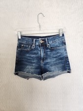Women's Levi's Denizen Faded BlueHi-Rise Shortie Dark Stretch Shorts Size 5 -W27