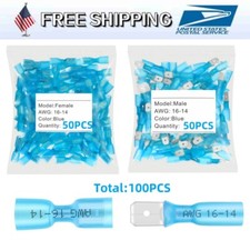100PCS Waterproof Spade Female Male Heat Shrink Wire Connector Terminal 16-14AWG