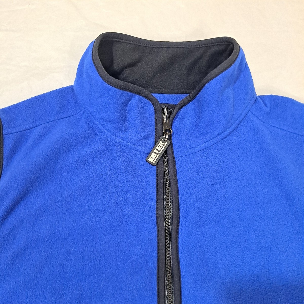 90s Ebtek Eddie Bauer Fleece Vest Blue Mens Zip Up Size Large 