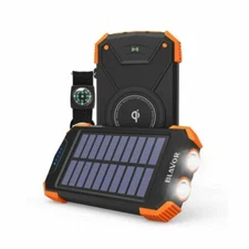 BLAVOR Solar Power Bank Qi Portable Charger 10000mah External Battery