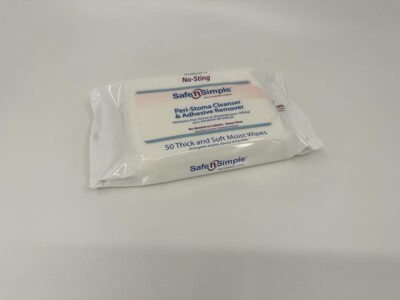 PERI-STOMA CLEANSER & ADHESIVE REMOVER WIPES NO-STING, 50 PER PACK EXP 9/2024