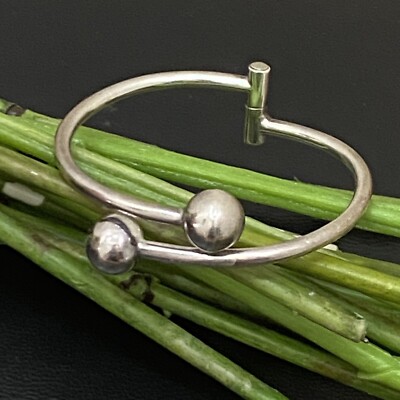 Vintage Mexican Silver 925 Orb Ball Hinge Adjustable Cuff Bangle