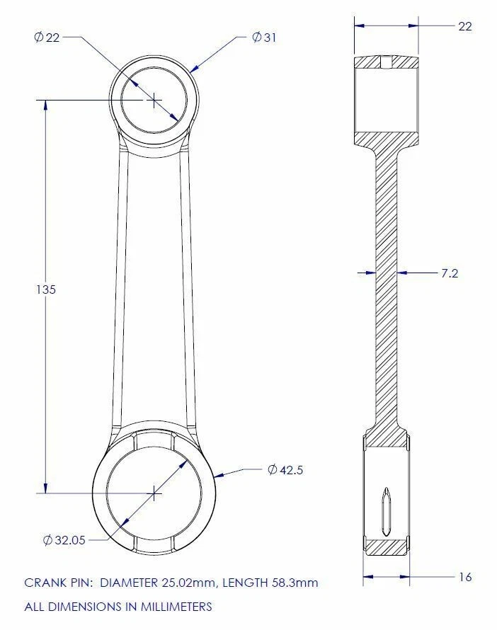 Husqvarna CR430 1981-83 1986 WR430 1981-86 XC430 1981-83 Kit de varilla de conexión Foto 4 de 4