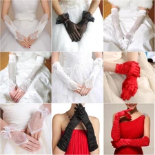 8 Styles Women Bride Lace Satin Short/Long Gloves Banquet Party Wedding Prom US