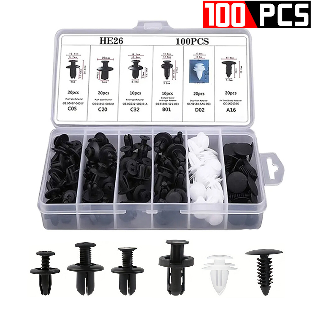 for Nissan 100 PCS Fixing Bumper Fender Liner Push Type Retainer Clips Fastener