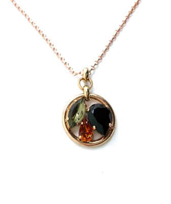 Mariana Necklace Pendant Tri Stone Lt Smoked Topaz, Jet, & Silver Night Austr...