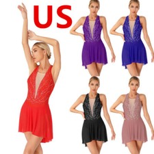 Womens Dancewear Adult Lyrical Dance Dress Modern Costume Halter Neck Figure