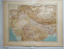 1922 ANTIQUE MAP NORTHERN INDIA RAJPUTANA BOMBAY NEPAL ASSAM BENGAL ORISSA 