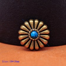 10X 18MM BRASS TURQUOISE FLORAL WESTERN HORSE BRIDLE SADDLE LEATHERCRAFT CONCHO