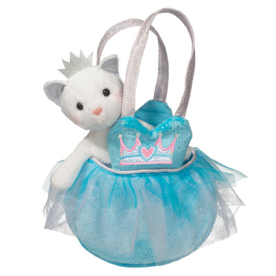 New Douglas Cuddle Toys White Princess Tiara Cat In Blue Ballet Tutu Purse Sack