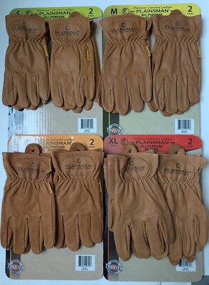 Plainsman Premium Brown Cabretta Leather Work Gloves SM, M, L OR, XL 2 PAIRS NEW