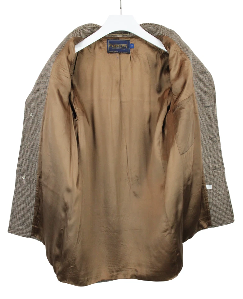 PENDLETON Virgin Wool Coat Men's (US) 42 Checked Melange Mid Length Overcoat - Image 4 of 4