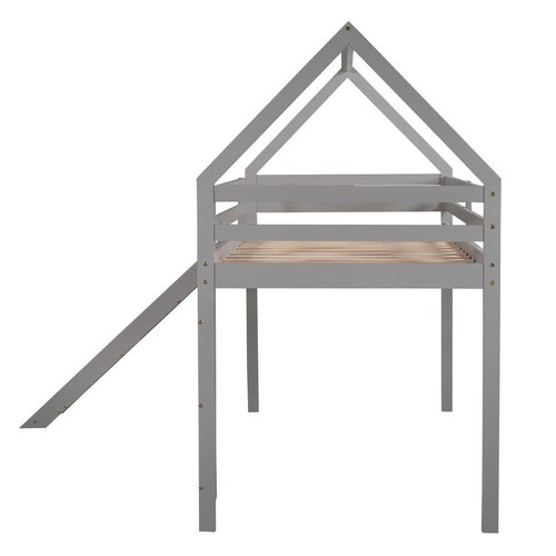 Twin Size House Loft Bed Frame with Slide White Health and Comfort Gray - Picture 3 of 12