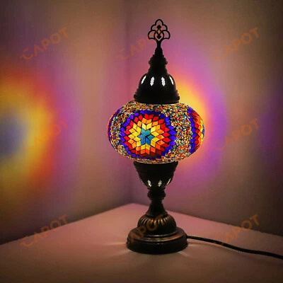Lampe de bureau en mosaïque turque marocaine colorée Tiffany Table lit lampe - Photo 1/4