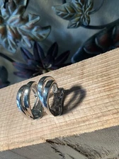 Vintage Lia Sophia Earrings Clip On Silver Tone Classic Double Hoop Design Chic