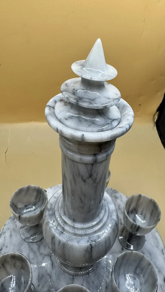 Olla y tazas de vino de mármol vintage de mármol de Taiwán - Taiwán sin usar Foto 4 de 4