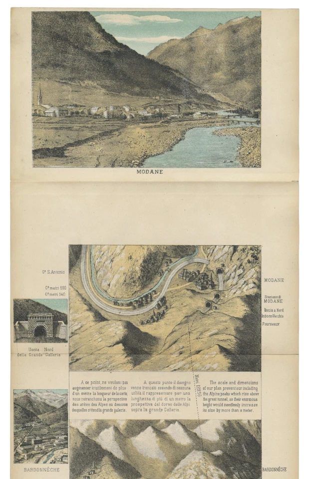Map"Panorama della Strada-Ferrata delle Alpi Cozie Moncenisio" Modène-Turin 1871 - Image 4 of 4