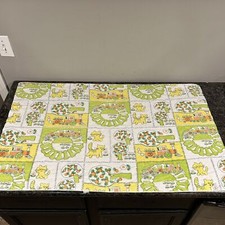 Vintage 70's Baby Care cotton flannel baby Receiving blanket cats trains