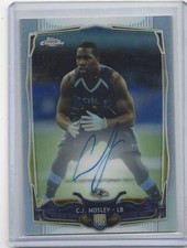 C.J. MOSLEY 2014 TOPPS CHROME RAVENS REFRACTOR ON CARD ROOKIE AUTO RC #D /150