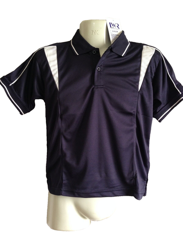 BNWT Boys Girls Sz 16 LW Reid Brand Navy Blue White Short Sleeve Panel Polo Top - Picture 2 of 2