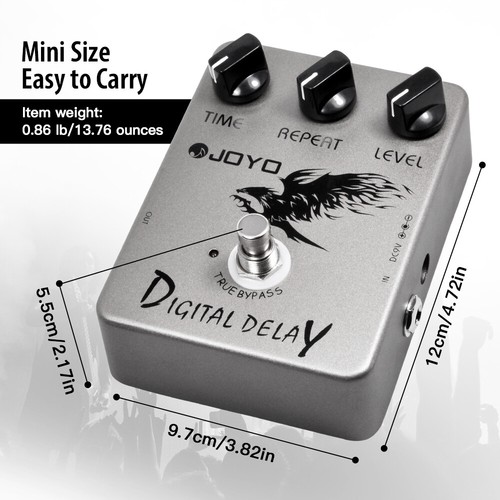 JOYO Delay Electric Guitar Effect Pedal Range 25ms-600ms Sounds "Analog" JF-08 - Picture 7 of 10