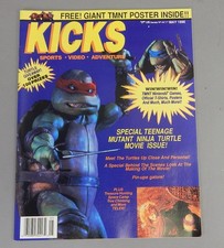 Kicks Magazine May 1990 Teenage Mutant Ninja Turtles Movie TMNT Poster EX-NM