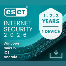 ESET Internet Security 2026 – 1, 2, 3 Anni – 1 Dispositivo – Chiave ESD Globale