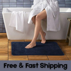 Vinsani Bath Math Non Slip Bathroom Mat Soft Fluffy Microfiber Washable Rug-Navy