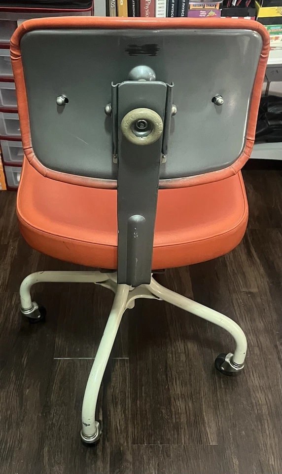 Steelcase Inc 1960s Orange Swivel Metal Office Chair. Mid Century Modern - Image 3 of 4