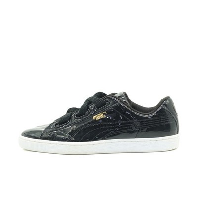 PUMA Damen Basket Sneaker Schwarz Lackleder Low Top Glänzendes EU 42.5