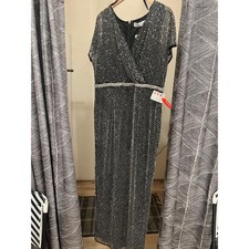 Mac Duggal Black and Silver Style 93787 Size 16 NWT 